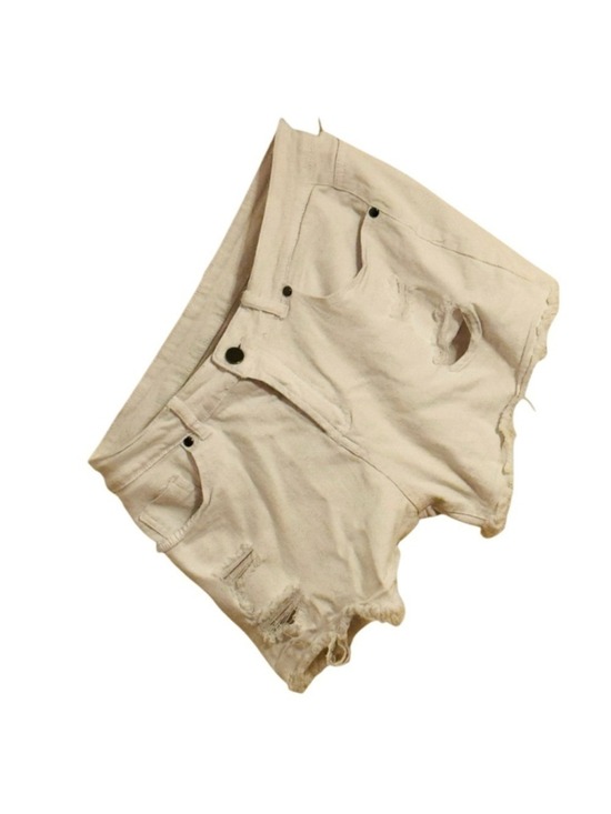 Pants - Y2K High Rise Distressed White Jean Shorts Size 30